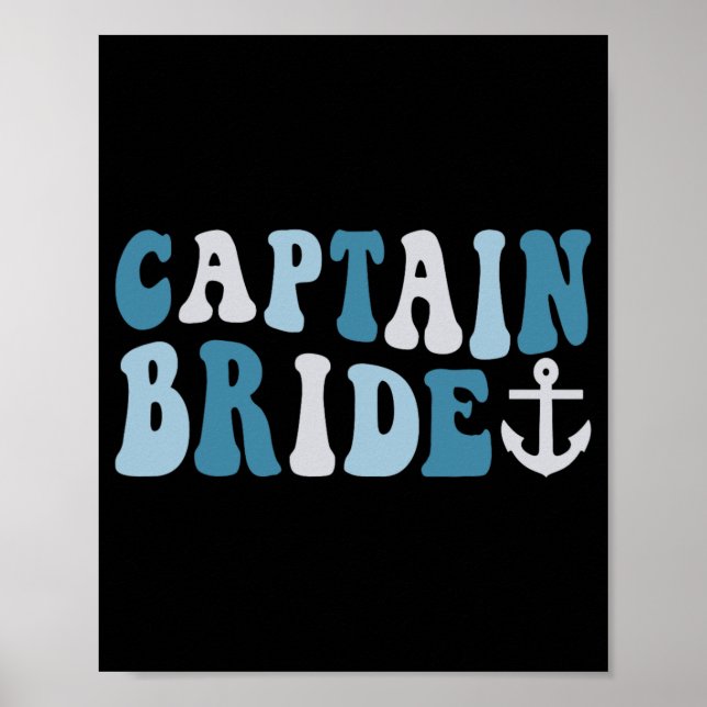 Kapten Bride Groovy Cruise Nautical Bachelorette Poster (Framsidan)
