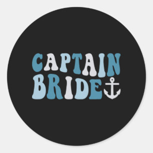 Kapten Bride Groovy Cruise Nautical Bachelorette Runt Klistermärke