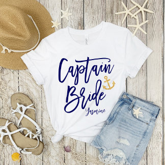 Kapten Bride | Modern blå kalligrafi T Shirt