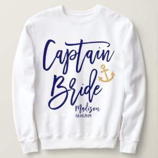 Kapten Brud Blå Modern Kalligrafi T Shirt
