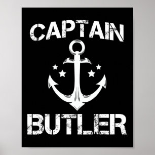 Kapten Butler Funny Birthday Personlig Efternamn Poster