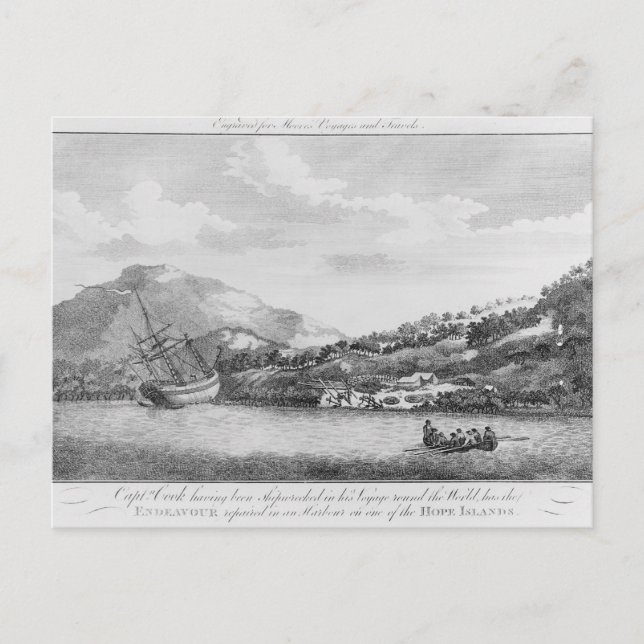 Kapten Cook har förlists Vykort (Framsida)