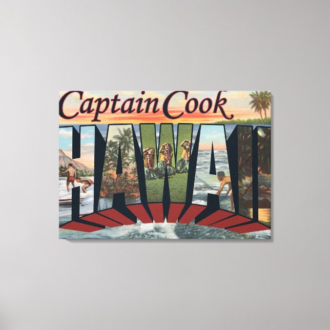 Kapten Cook, Hawaii - Large Brev Scenes Canvastryck (Framsida)