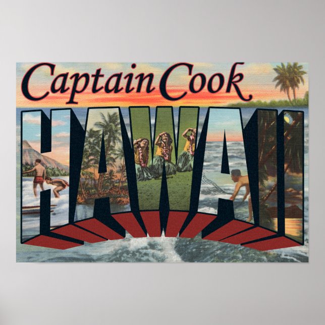 Kapten Cook, Hawaii - Large Brev Scenes Poster (Framsidan)