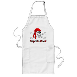 Kapten Cook Pirat Skull och Bones Apron Långt Förkläde
