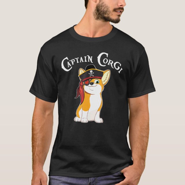 Kapten Corgi Sjöhund Corgi T Shirt (Framsida)