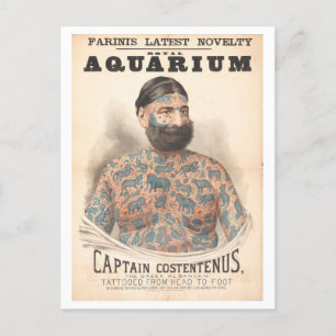 Kapten Costentenus Tattooed Man Vintage Vykort