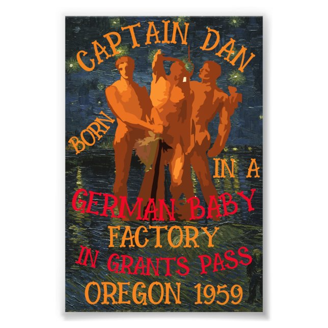 Kapten Dan född German Baby Factory Grants Pass Fototryck (Framsidan)