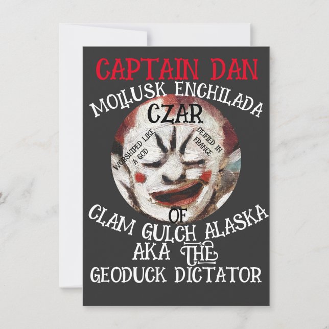 KAPTEN DAN MOLLUSK ENCHILADA CZAR FÖR CLAM GULCH INBJUDNINGAR (Framsida)