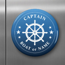 Kapten Din Fraktas i Boat Namn Hjul Helm Blå tonin Magnet