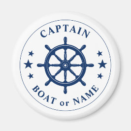 Kapten Din Fraktas i Boat Namn Wheel Helm Navy Whi Magnet
