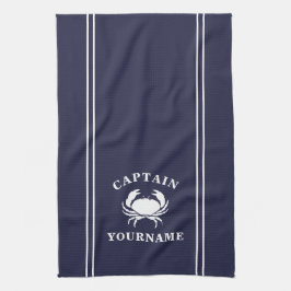 Kapten Ditt namn Crab Navy Blue Kitchen Towel Kökshandduk