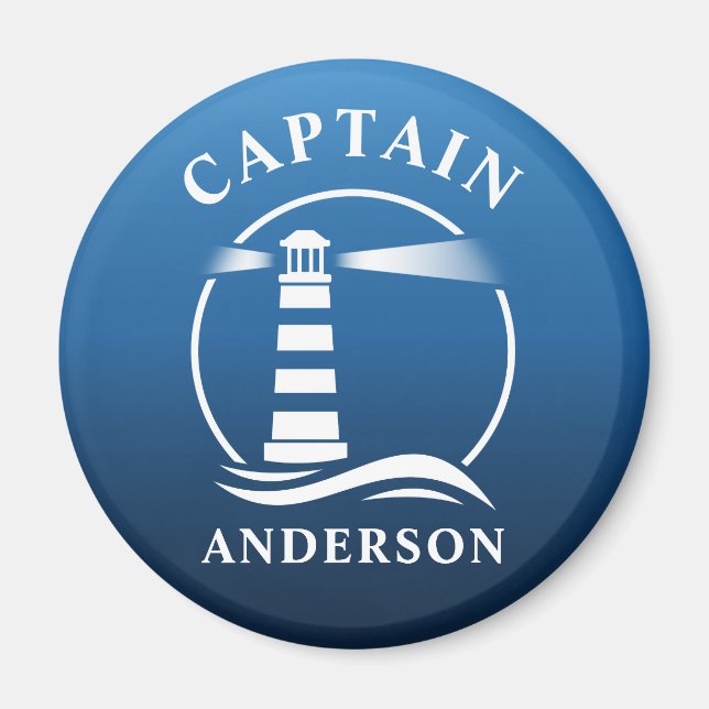 Kapten Ditt namn fyr Ocean Vågar Blue Magnet (Framsidan)