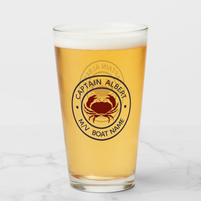 Kapten Ditt namn Maroon Crab Emblem Tumber Glass Glaskopp (Framsida fylld)