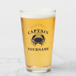 Kapten Ditt namn på Nautical Crab Tumbler Glass Glaskopp