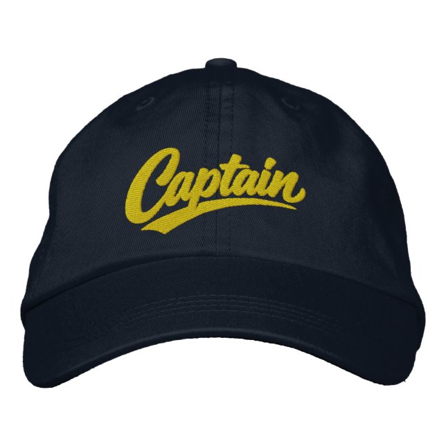 Kapten Enkel Fet Typografi Stil Broderad Keps (Framsida)
