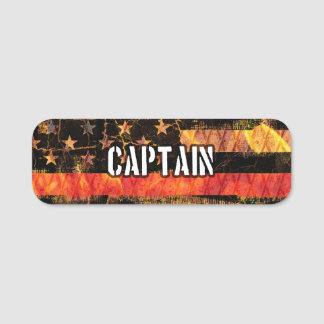 Kapten Firefighter Flagga Namnbricka
