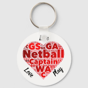 Kapten för Netball för hjärtadesign inspirera Nyckelring