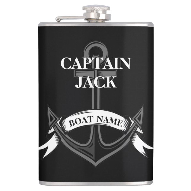 Kapten Frakt Anchor Black Nautical Anpassningsbar Fickplunta (Framsidan)