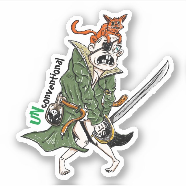 Kapten Fudge Battle Stance Sticker Klistermärken (Framsida)