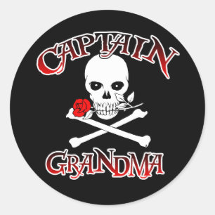 Kapten Grandma Sticker Runt Klistermärke