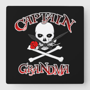 Kapten Grandma Wall Clock Fyrkantig Klocka