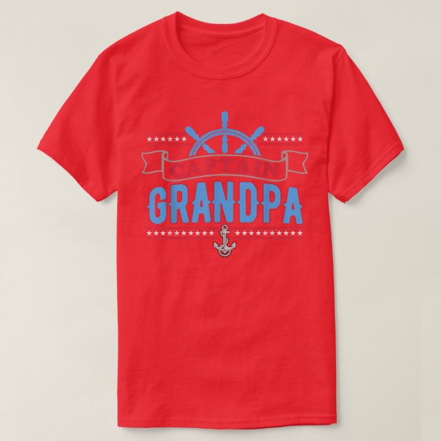 Kapten Grandpa Segelbåt Älskare Skipper Grandfathe T Shirt (Design framsida)