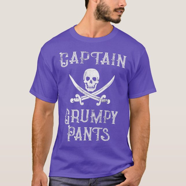 Kapten Grumpy Byxor Personlig Pirat Pontoon T Shirt (Framsida)