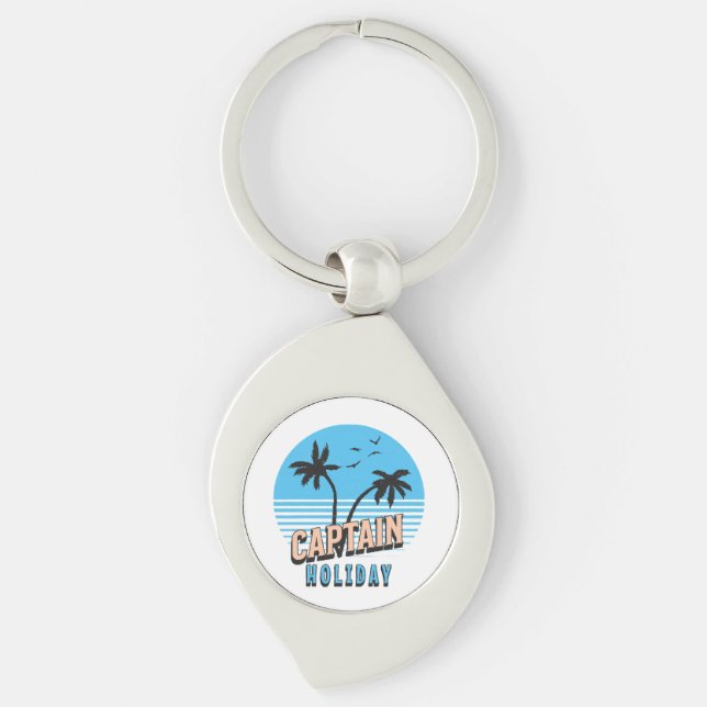 Kapten Helgdag Swirl Silverfärgad Nyckelring (Framsidan)
