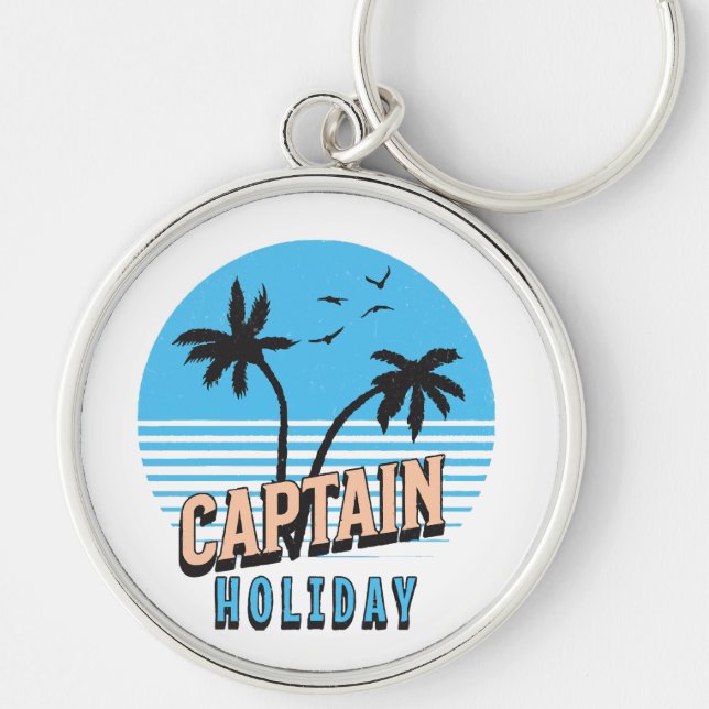 Kapten Holiday Rund Silverfärgad Nyckelring (Framsidan)