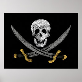 Kapten Jack Rackhams Jolly Roger Pirat Flagga Poster