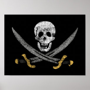 Kapten Jack Rackhams Jolly Roger Pirat Flagga Poster