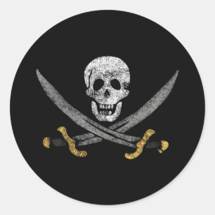 Kapten Jack Rackhams Jolly Roger Pirat Flagga Runt Klistermärke