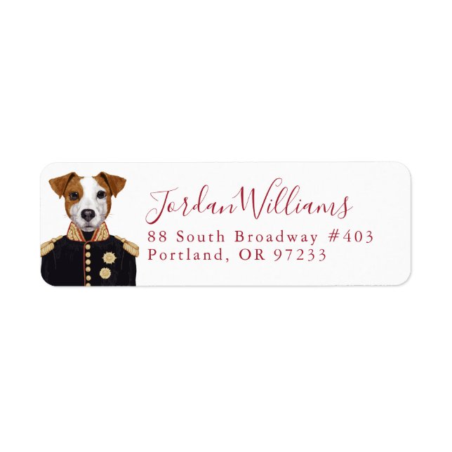 Kapten Jack Russell | Lägg till ditt namn Returadress Etikett (Framsidan)