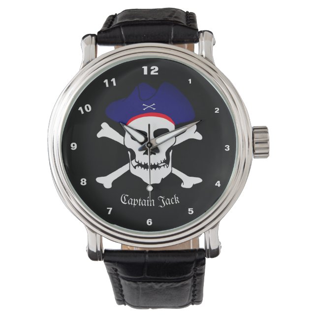 Kapten Jack Watch, Pirater Flagga, Skull/Boating Armbandsur (Framsida)
