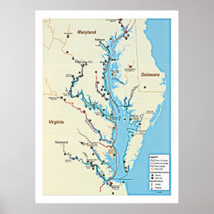 Kapten John Smith Chesapeake Trails Karta Poster