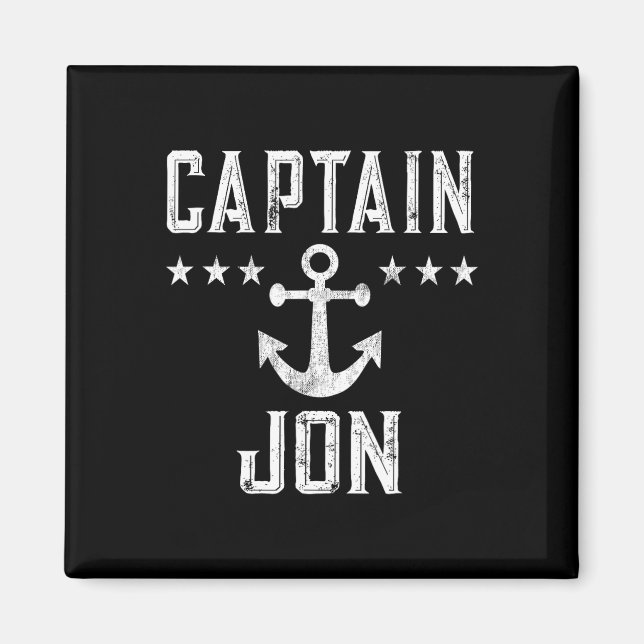 Kapten Jon Boating Gift for Boat Älskare Magnet (Framsidan)
