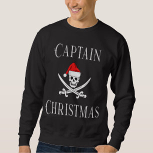 Kapten jul Pirat Skull Santa Hat B Lång Ärmad Tröja