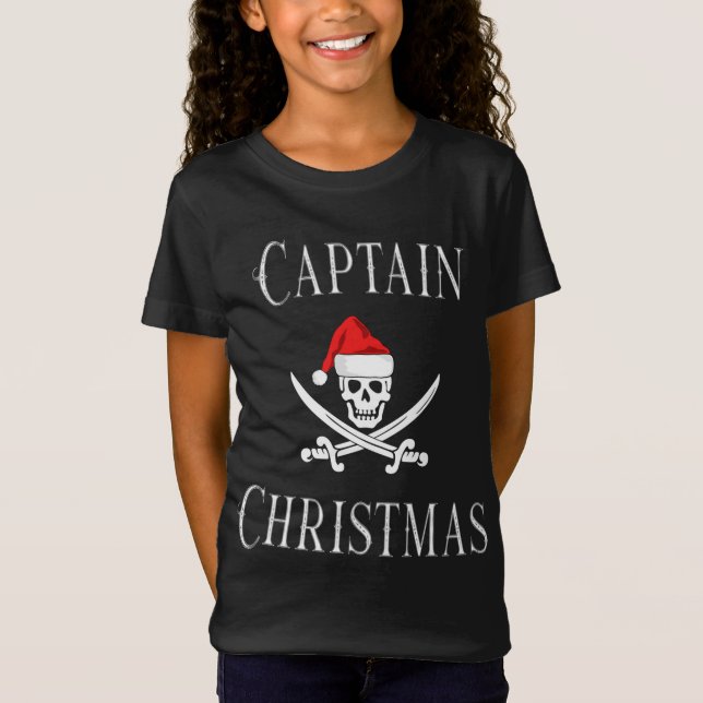 Kapten jul Pirat Skull Santa Hat B T Shirt (Framsida)