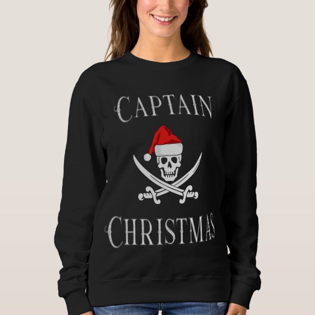 Kapten jul Pirat Skull Santa Hat B T Shirt (Framsida)