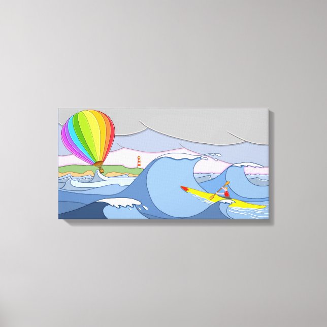 Kapten Kayak och ballongen Canvastryck (Framsida)