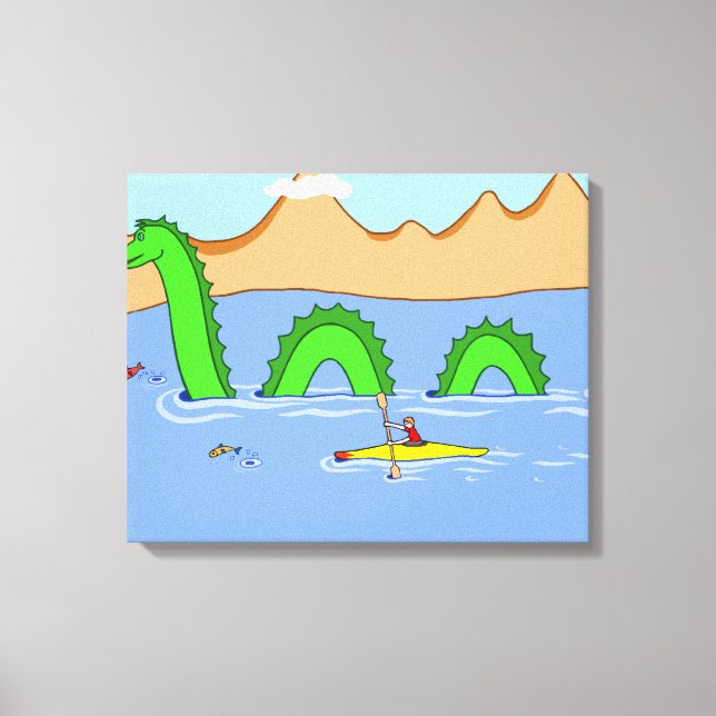 Kapten Kayak och Loch Ness Monster Canvastryck (Framsida)