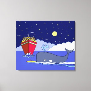 Kapten Kayak Saved by Whale Canvastryck