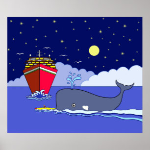 Kapten Kayak Saved by Whale Poster