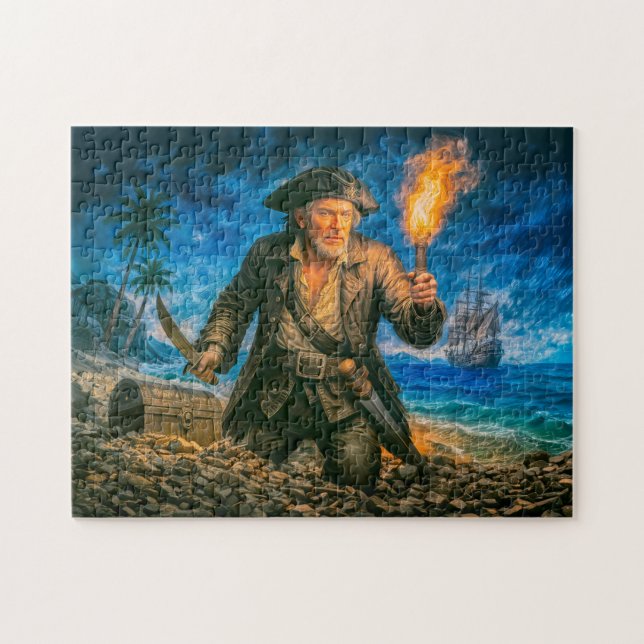 Kapten Kidds legendariska piratporträtt Pussel (Horisontell)
