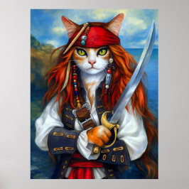 Kapten Klo i Azure Sea | Pirat Cat Poster