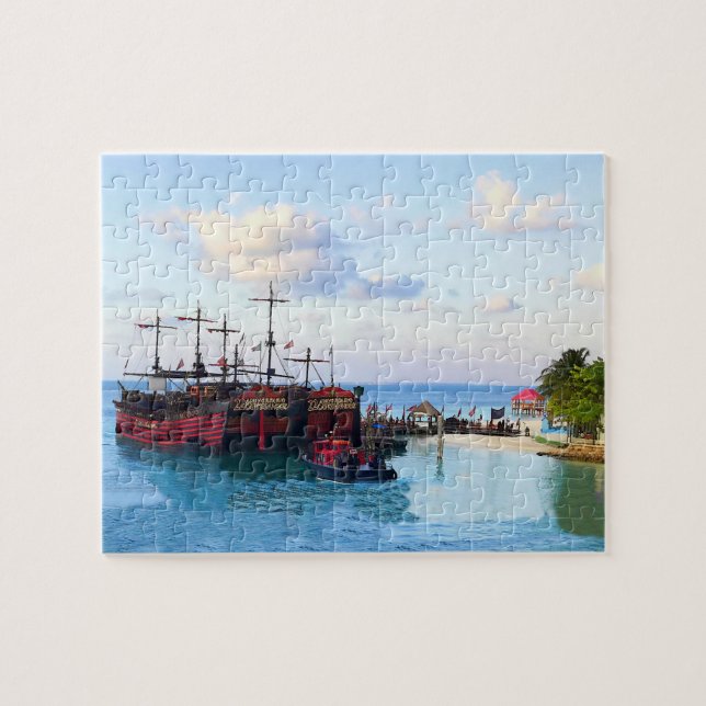 Kapten Krok Pirat Frakt, Cancun Jigszle Puzzle Pussel (Horisontell)
