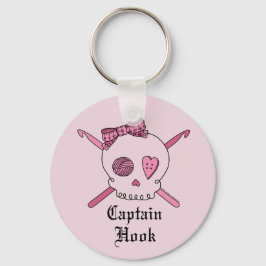 Kapten Krok Skull & Crochet Krok (Rosa Back) Nyckelring