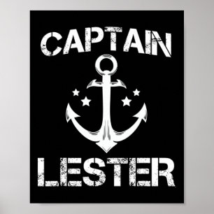 Kapten Lester Funny Birthday Personlig Namn Bo Poster