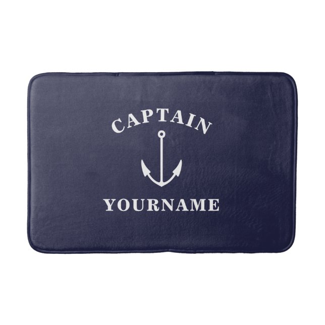 Kapten med ditt namn Nautical Anchor Bath Mat Badrumsmatta (Framsidan)